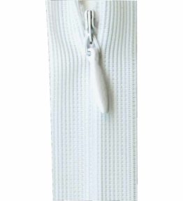 White 22 inch white invisible zipper
